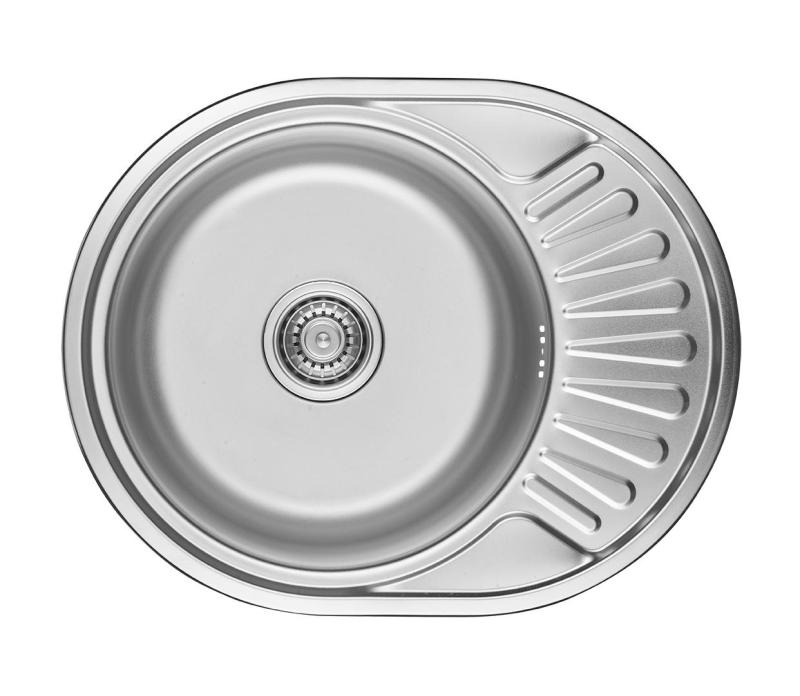 Ausmann Basic rostfri stål infällningsdiskbänk med avrinningsyta vändbar 57x45 cm inklusive sifon 1208956973