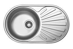 Ausmann Basic rostfri stål infällningsdiskbänk med avrinningsyta, vändbar 74x44,5 cm inklusive vattenlås 1208956974