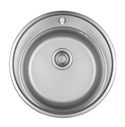 Ausmann Basic rostfritt stål inbyggd rund diskho med kranhål 51 cm inklusive vattenlås 1208956976
