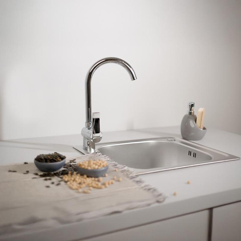 Ausmann Basic linne-mönstrad rostfri diskho 50x40 cm inklusive sifon 1208956977