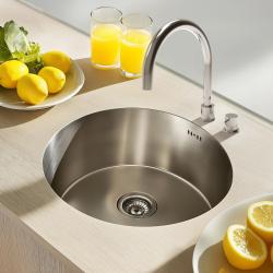 Ausmann Basic rund rostfri diskho för ovanpåliggande montering 43cm inklusive vattenlås 1208956999