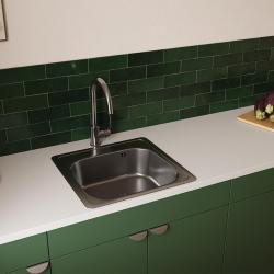 Ausmann Basic rostfri uppbyggd diskho 48x48 cm med kranhylla inklusive sifon 1208957000