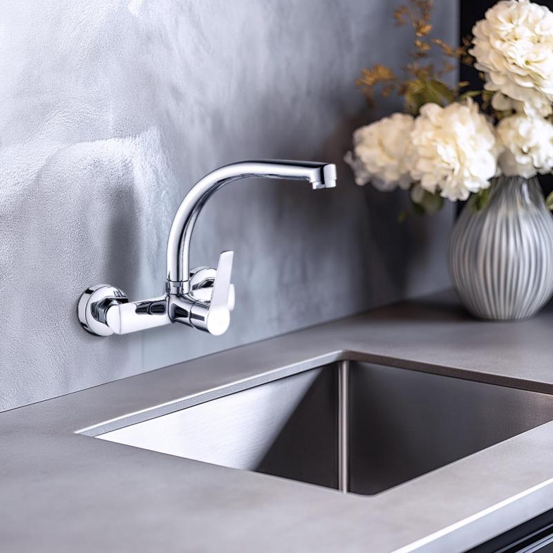 AquaTrimo Chopin köksväggkran med övre utloppsrör krom 21CP7073CM