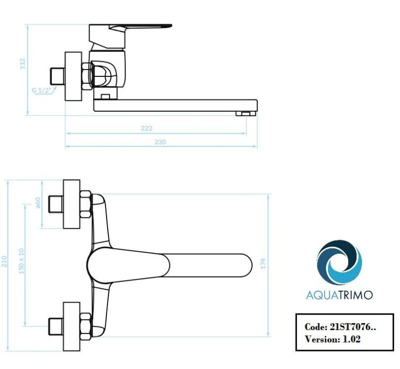 AquaTrimo Schubert enhandtag köksväggkran krom 21ST7076CM