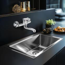 AquaTrimo Verdi väggmonterad kökskran, enhandsblandare, krom med kort pip 21VD7079CM
