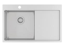 Ausmann Oder Blue rostfri diskbänk 78x50cm för plan- och ovanmontering med avrinningsområde 1208957122