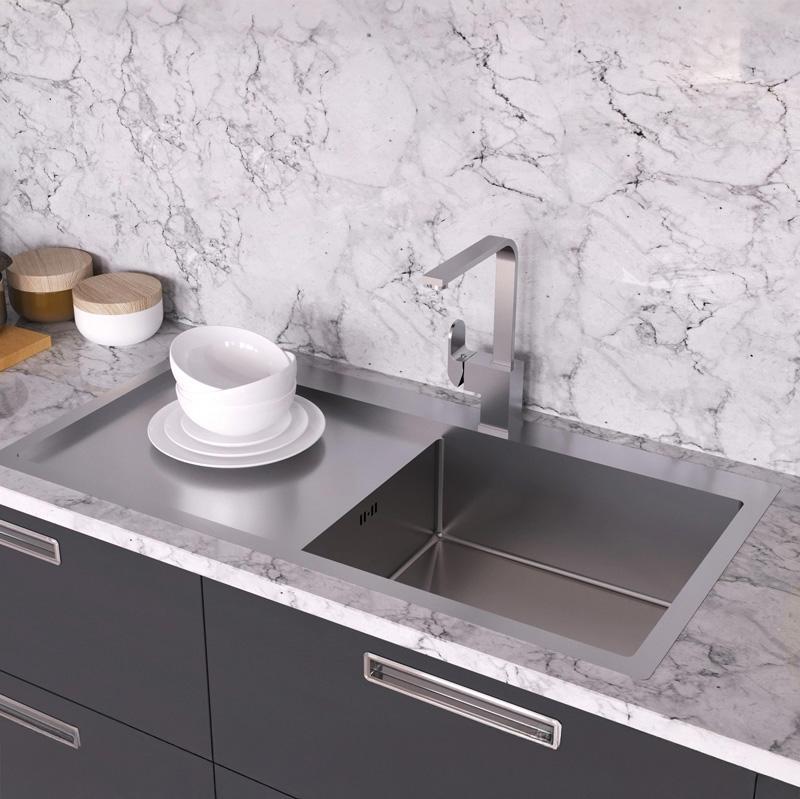 Ausmann Oder Blue stor rostfri diskho 100x51cm för planmontering och ovanmontering med avrinningsyta 1208957123