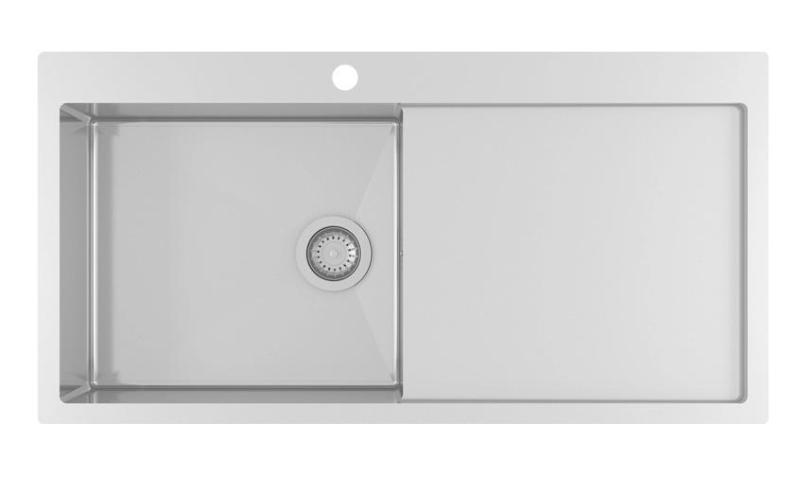 Ausmann Oder Blue stor diskbänk i rostfritt stål 100x51cm planmontering och ovanpåliggande montering med avrinning 1208957124