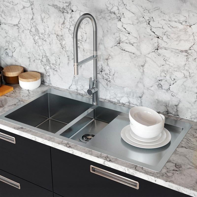 Ausmann Oder Blue 1,5 rostfri diskho 78x50cm planmontering och ovanpå montering med avrinningsdel 1208957126