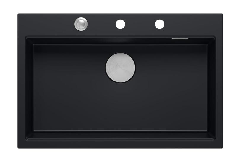 Quadri mattsvart hård rock granit infälld stor diskho 76x50cm inklusive tillbehör 1208957201