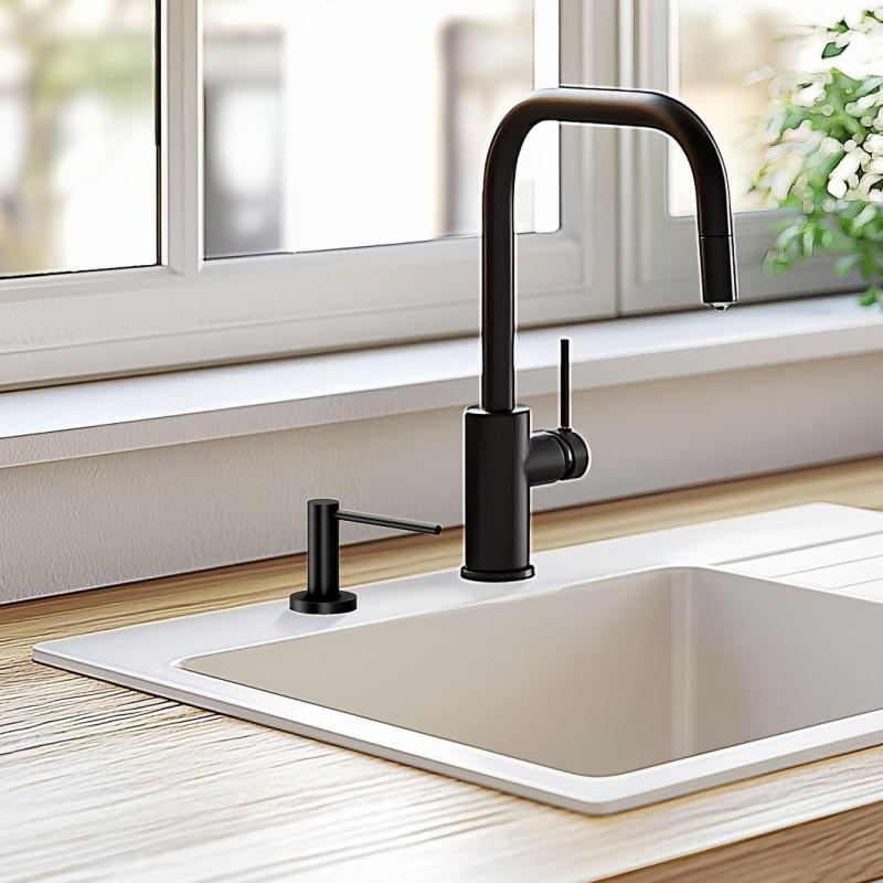 Quadri Swindon Luxe Inbyggd Tvålpump Matt Svart Fylls på uppifrån 1208957213