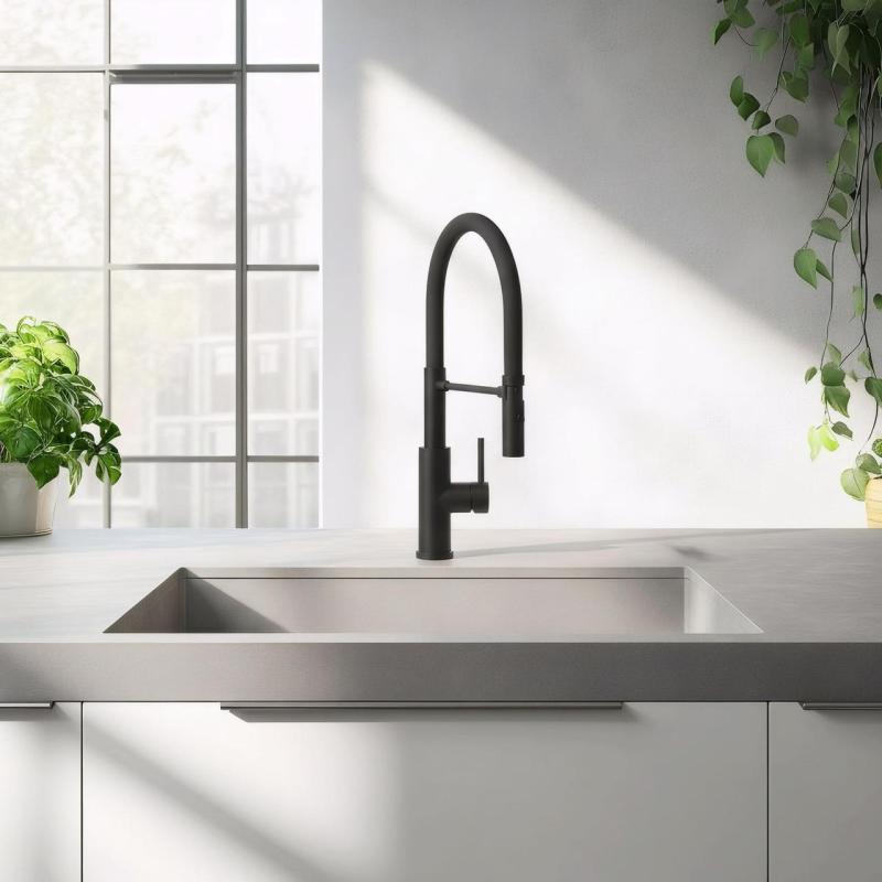 Quadri Chester köksblandare med flexibel pip och dusch med 2 stråltyper matt svart 1208957225