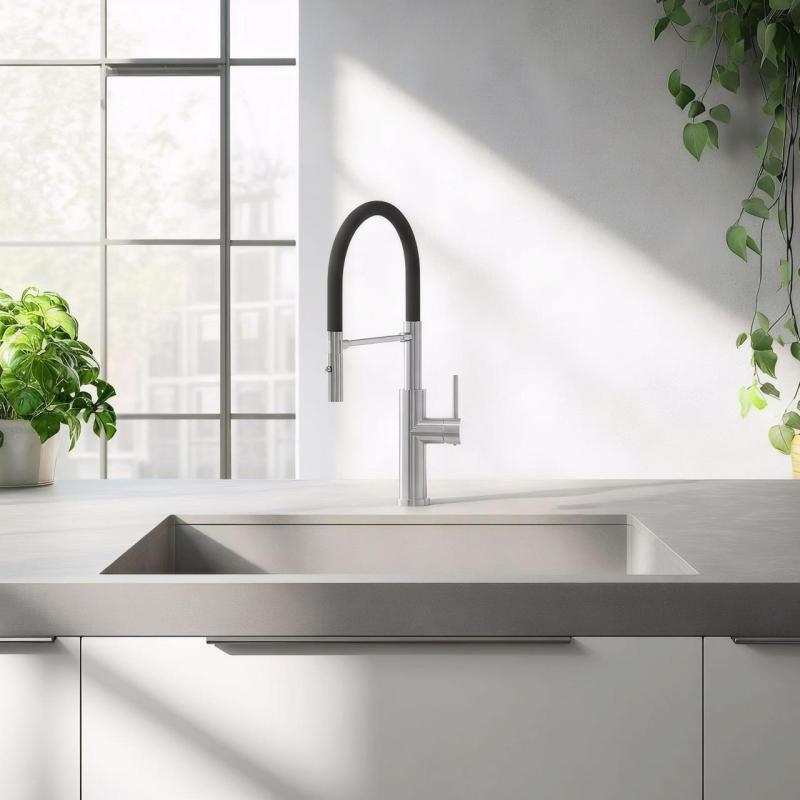 Quadri Chester köksblandare med flexibel pip och dusch med 2 stråltyper rostfritt stål 1208957226