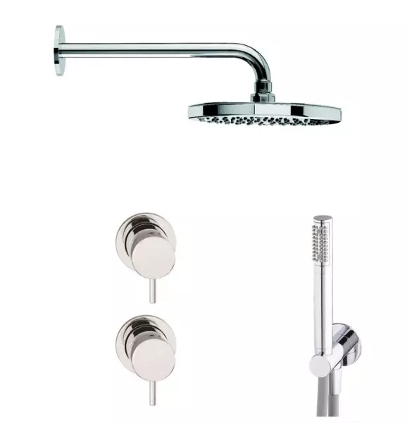 Waterevolution Flow inbyggd duschset krom med termostat takdusch och handdusch 1208957343