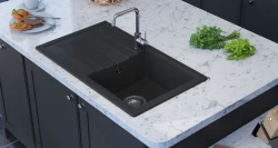 GraniteMy Smart extra grund granit infällningsbar svart diskho 76x44cm med vändbar avrinningsyta 1208957353