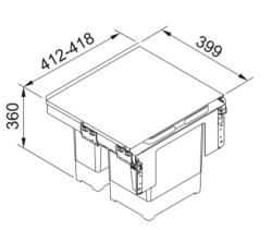 Franke Sorter Garbo 45-2 inbyggt avfallssystem 1 x 12 och 1 x 18 liter avfallsbehållare 1210200692