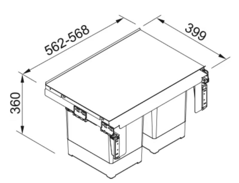 Franke Sorter Garbo 60-2 inbyggt avfallssystem 2 x 18 liter avfallsbehållare 1210284027
