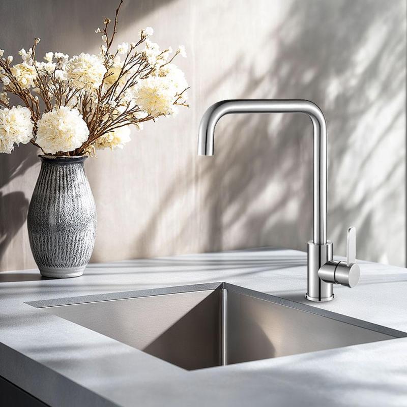 AquaTrimo Solid massiv rostfri stål köksblandare med svängbar pip 21SL7370SS