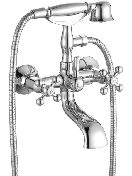 AquaTrimo Vivaldi klassisk badkarblandare med stjärnhandtag Krom inklusive handdusch 43VV7372CM