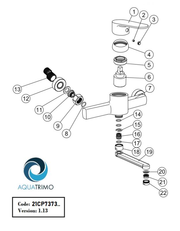 AquaTrimo Chopin väggmonterad kran enhands köksblandare krom 21CP7373CM