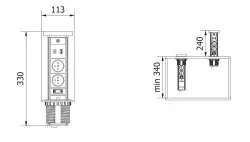 Indux Lift infällbar jordat svart köksuttag i bänkskiva med belysning, 2 x USB och trådlös laddning 1208957401