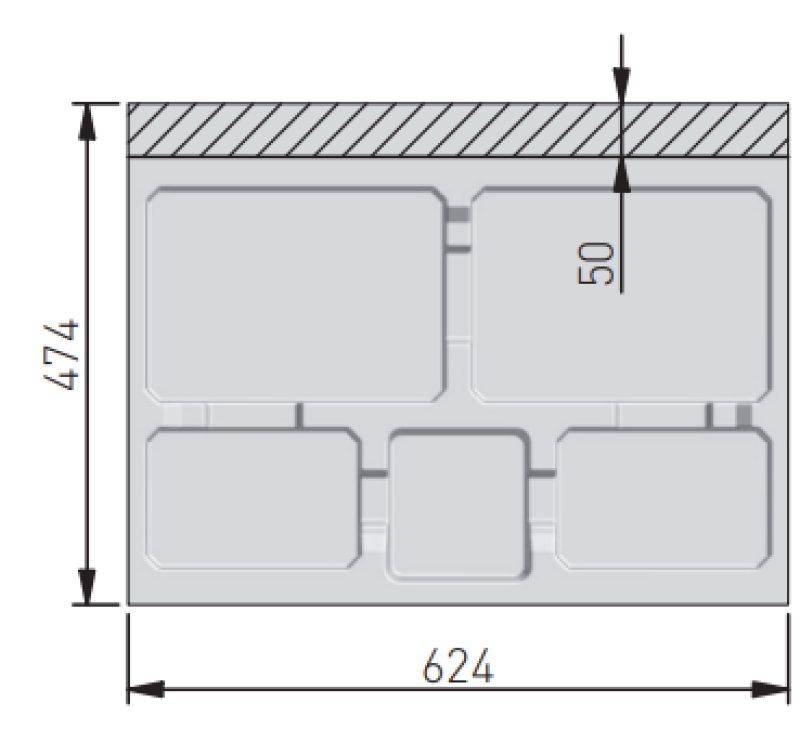 Garbi Basket B-70-4 sorteringssystem för avfall för låda 70cm inklusive hållare och 4 avfallsbehållare 1208957476