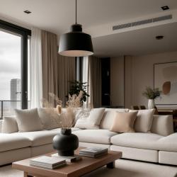 Dekor Margus mattsvart metallhänglampa med trädetalj 2911