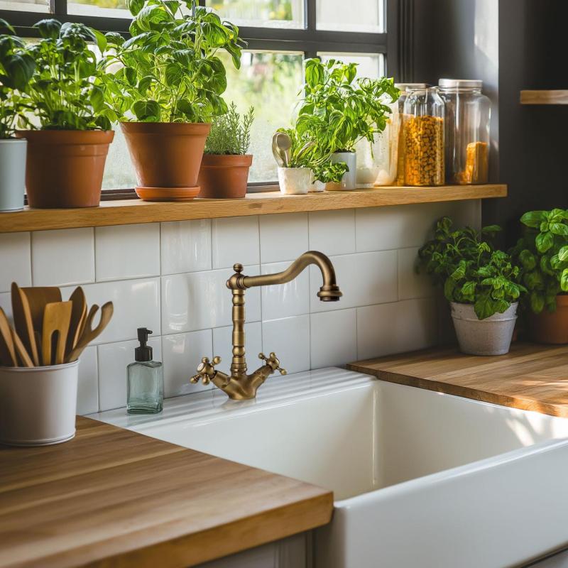 AquaTrimo Windsor klassiskt kök nostalgi kökskran med vinklad pip brons 21WS7531BN