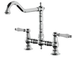 AquaTrimo Country 2-håls klassisk köks nostalgisk bro kökskran med vinklad pip krom 21CT7657CM