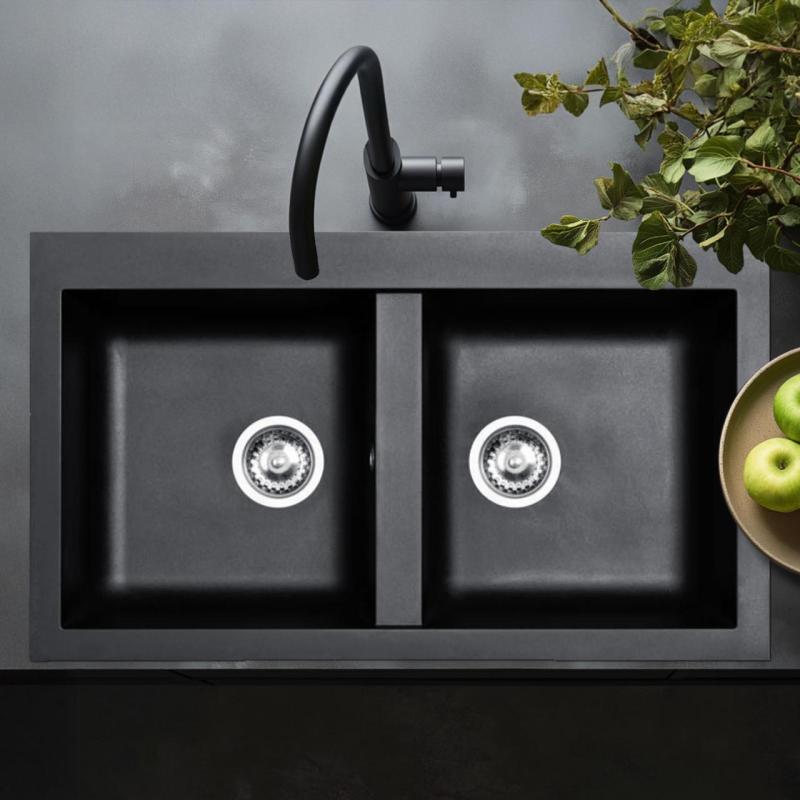 Ausmann Fibre dubbel diskho svart plast övermontering 86x50cm 1208957669