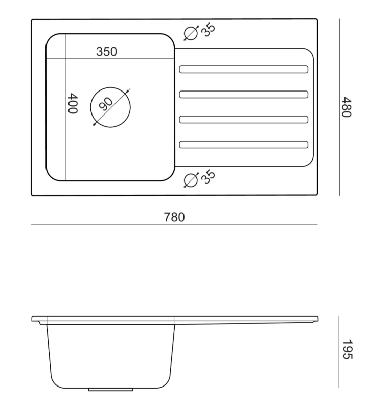 Quadri Fusion infälld diskbänk i rostfritt stål med beige granit avrinning 78x48 vändbar 1208957878