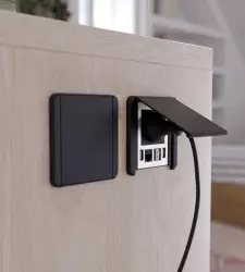 Indux Flip matt svart jordad inbyggd vägguttag med 2xUSB A, 1xRJ45 och 1 HDMI-anslutning 1208957917