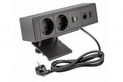 Indux Desk skrivbord eller bord mattsvart jordad eluttag (2x) med 1xUSB A, 1xUSB C, 1xRJ45 och 1xHDMI 1208957922