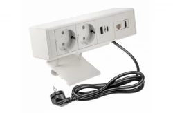 Indux Desk skrivbords- eller bordsmatta vit jordat uttag (2x) med 1xUSB A, 1xUSB C, 1xRJ45 och 1xHDMI 1208957923