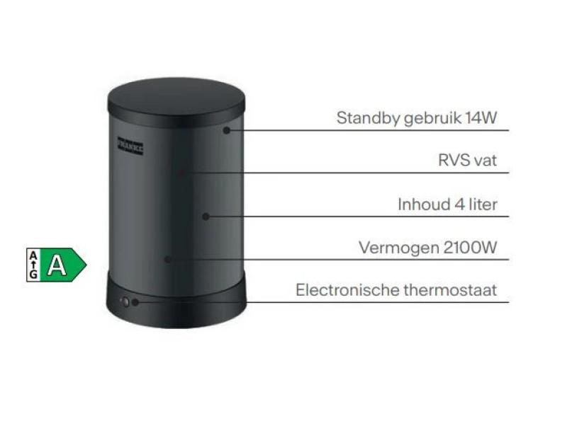 Franke Maris vattenhub 4L-boiler 3-i-1 med Touch elektronisk kokande vattenkran matt svart med vattenhub bypass 1208957950