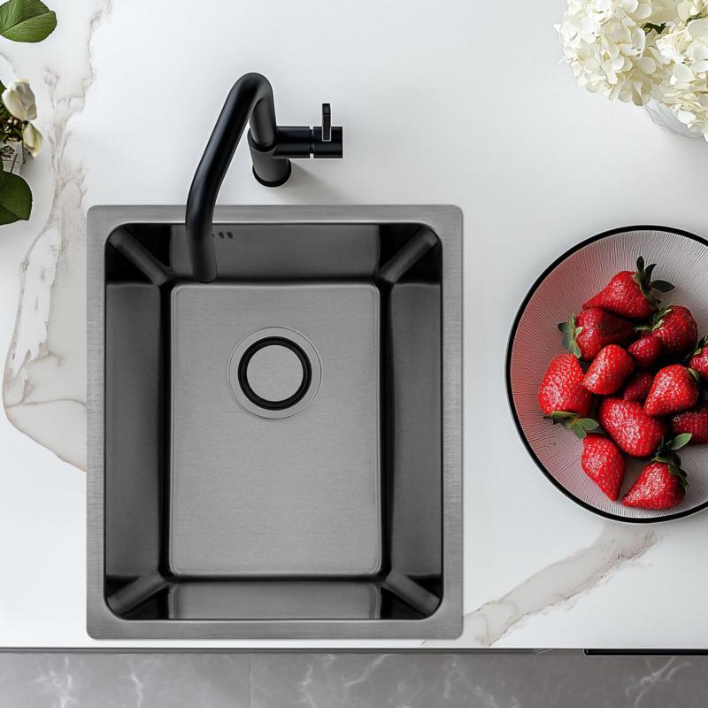 AquaDesign R25 stål ovanpå, underbyggnad och planmontering diskho gun metal 34x40 cm 1208958205