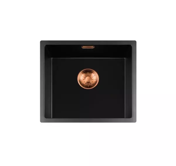 Lorreine BQ-serie diskho 44x41cm undermontering svart med kopparplugg 40BQ37-FU-COPPER