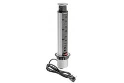 Desktop mortise förlängningskabel 60 mm, 3x UK-uttag, 2xUSB 2,1A 5V (silver) ENGLISH VERSION 1208958629