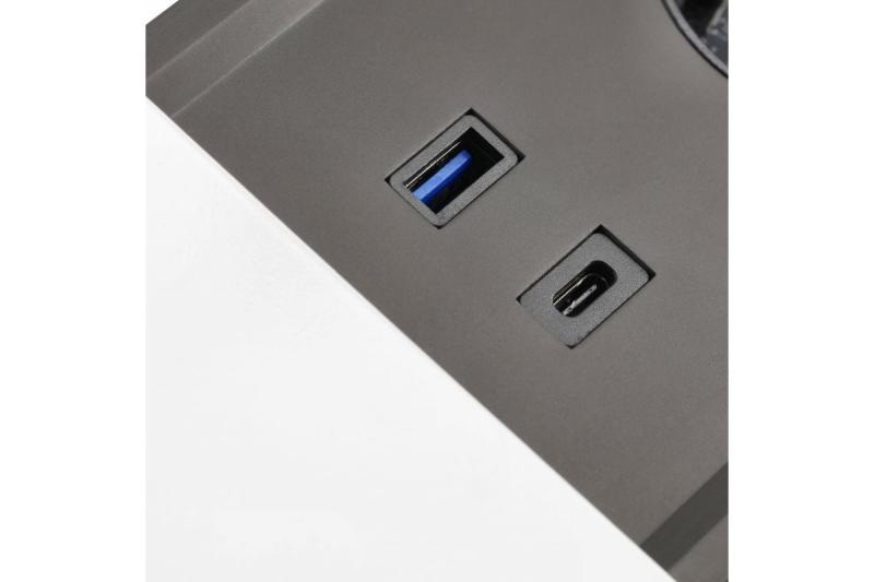 PRESTINO infälld skrivbordsförlängningskabel, 2x franska uttag, USB A+C, RJ45, HDMI, kabel 1.5m, silver 1208958675