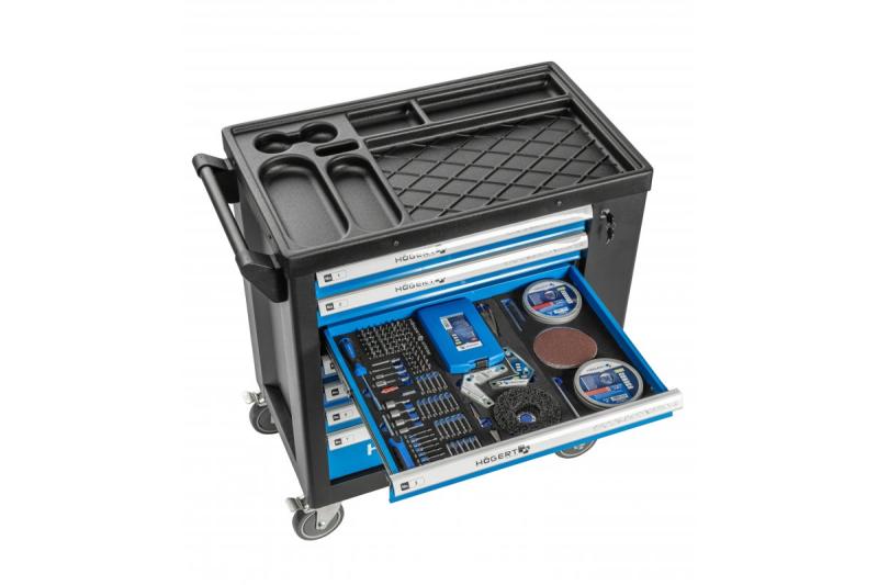 Hoegert 7-låda verktygsskåp med en sidodörr med tillbehör 544 stycken. 1208962010