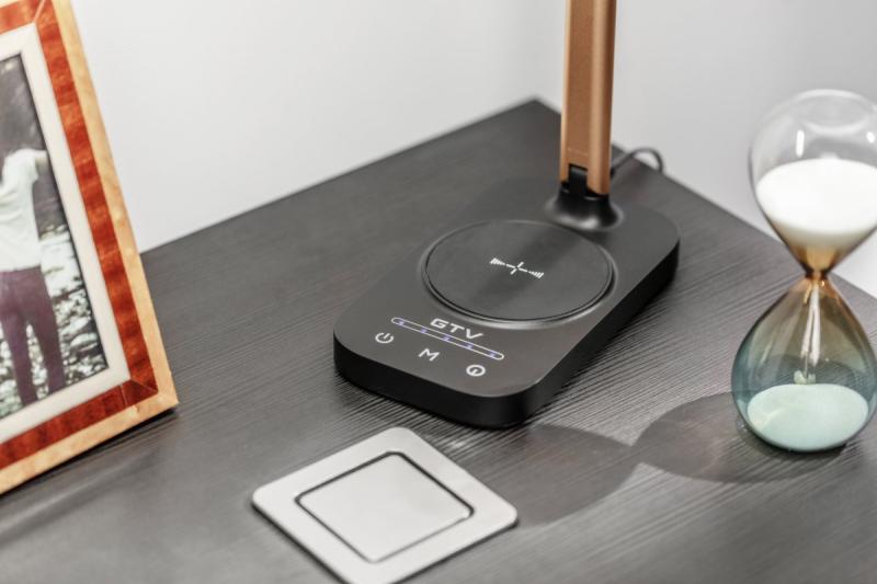 Dekor Byrålampa Bressi 8W 450lm AC220-240V 3-CCT Trådlös Laddning USB PF>0 5 RA>80 Svart / Guld 1208962479