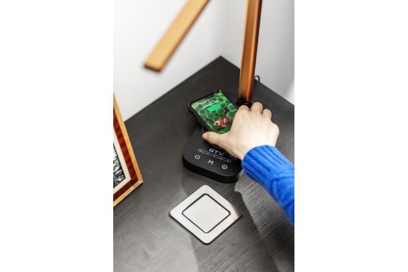 Dekor Byrålampa Bressi 8W 450lm AC220-240V 3-CCT Trådlös Laddning USB PF>0 5 RA>80 Svart / Guld 1208962479