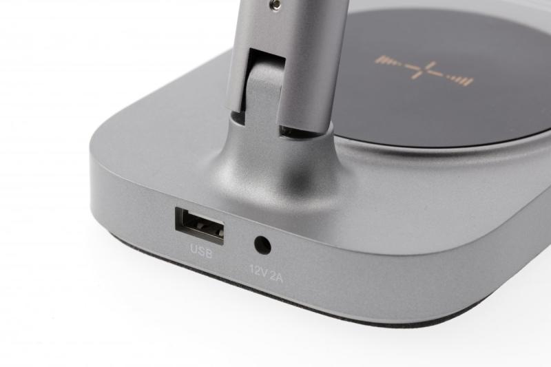 Decor Bordslampa Bressi 8W 450lm AC220-240V 3-CCT Trådlös Laddning USB PF>0,5 RA>80 Grå 1208962480