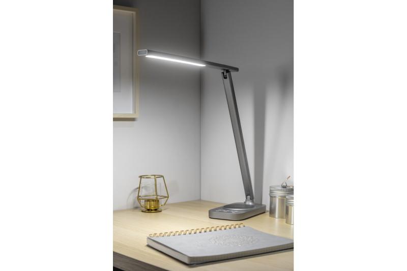 Decor Bordslampa Bressi 8W 450lm AC220-240V 3-CCT Trådlös Laddning USB PF>0,5 RA>80 Grå 1208962480