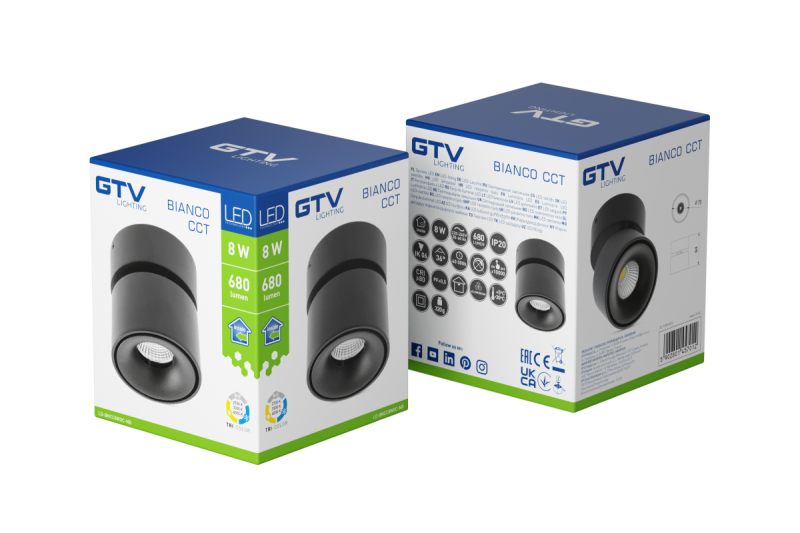 Dekor LED armatur bianco cct 8W 680lm AC220-240V 50/60 Hz Ra≥80 IP20 36° 2700/3300/4000K rund svart. 1208962678