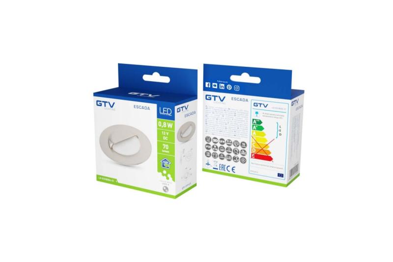 Dekor LED-trappbelysning ESCADA OB DC12V rund matt glasskärm 0,8W 70lm 4000K rostfritt stål kabel 150cm