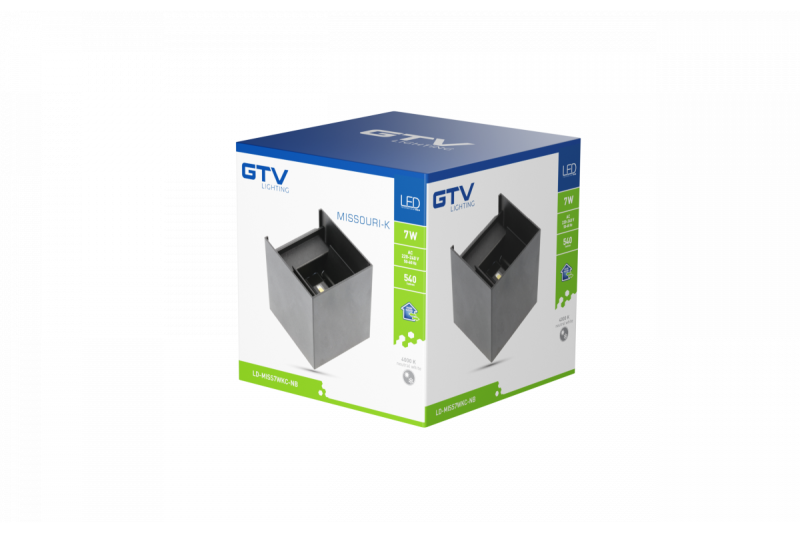 Dekor MISSOURI-K LED-lampa 7W 540lm AC220-240V 50/60 Hz PF>0.5 Ra≥80 IP54 IK08 4000K fyrkantig svart. 1208962994