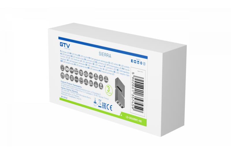 Dekor LED-armatur SIERRA 8W 720lm AC220-240V 50/60 Hz PF>0,5 Ra≥80 IP20 IK08 4000K 48° svart. 1208963166