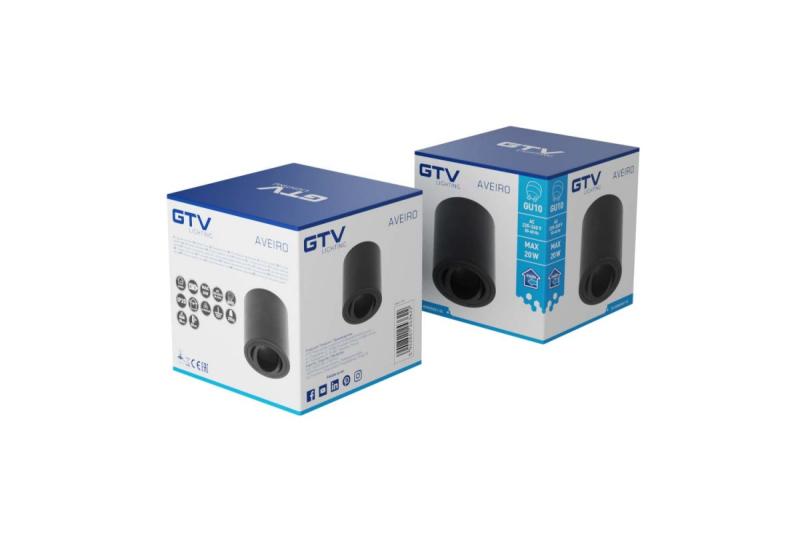 Dekor Takarmatur AVEIRO aluminium 80x85mm IP20 max 20W rund svart. 1208963830