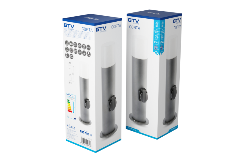 Dekor CORTA-P 40 trädgårdslampa E27 MAX.25W IP44 AC220-240V 50-60Hz uttag max. 3000W stolpe grafit. 1208963861